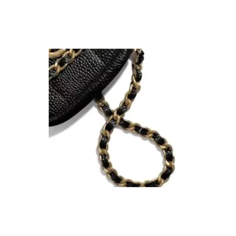 CHANEL Litchi Grain Cow Leather One Shoulder Crossbody Coin Purse Mini Women's Black-1