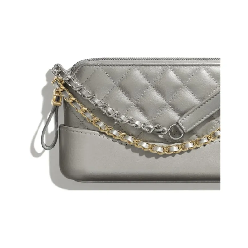 CHANEL Gabrielle Lambskin Hobo Bag, Shoulder Bag, Crossbody Bag Extra Mini Women's Silver/Gold-4