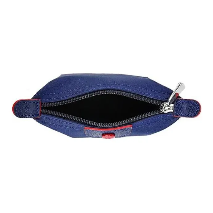 LONGCHAMP Canvas Dumpling Bag Coin Purse Unisex Marine Blue Red-4
