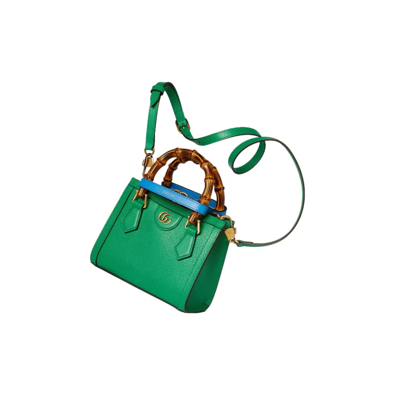 GUCCI Diana Leather Tote Bag Shopping Bag Shoulder Bag Handbag Mini Women's Green-2