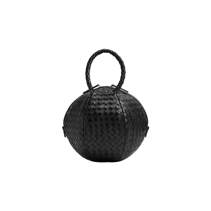 Bottega Veneta Sheepskin Handbag Small Size Women's Black-0