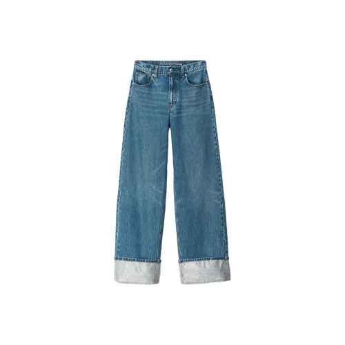 Alexander Wang Logo Patch Straight Leg Jeans