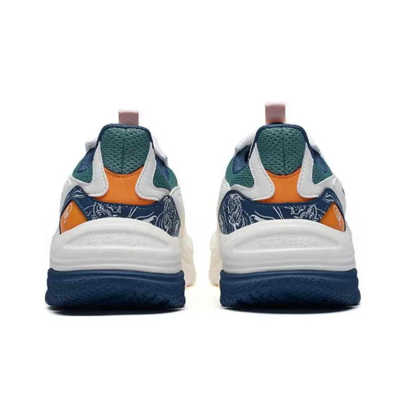 361° Anti-Slip Wear-Resistant Low-Top Sports Casual Shoes Men's White Teal Blue-3