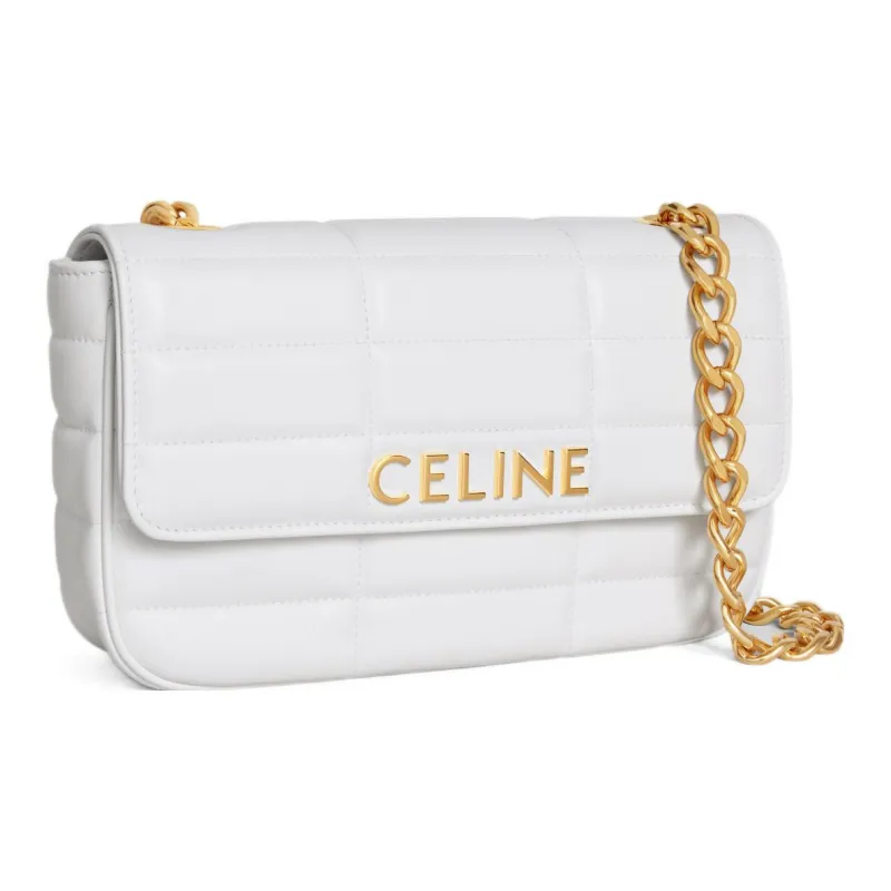 CELINE Cow Leather Crossbody Bag, Shoulder Bag Women's Arctica White-1