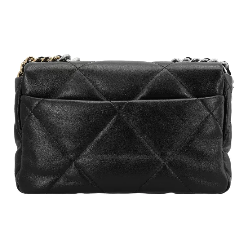 CHANEL 19Bag Sheepskin Flap Bag Crossbody Bag Trumpets Women's Black Silver-3