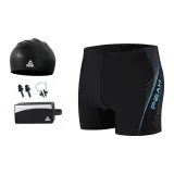 Black Blue Swimming Shorts+Black Swimming Cap+Swim Bag with Earplugs and Nose Clips