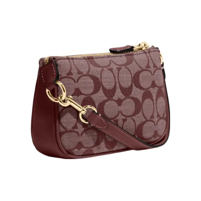 COACH Nolita Canvas With Leather Handbag Clutch Mini Women's Burgundy-1