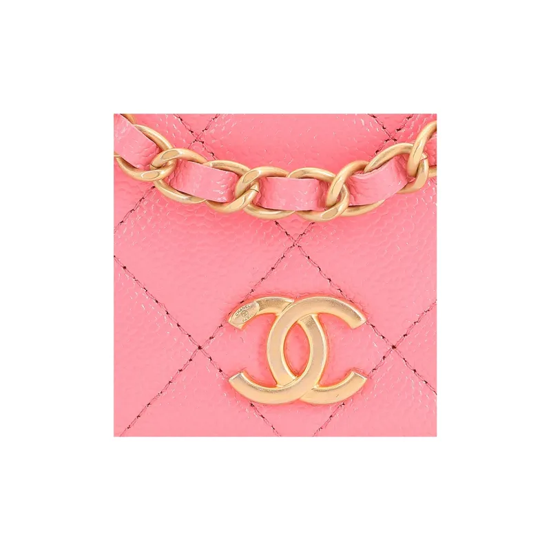 CHANEL Grain Embossed Caviar Calfskin Shoulder Bag, Crossbody Bag, Handbag Women's Coral Pink-3