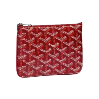 GOYARD SENAT Canvas With Calfskin Wallet Card Holder Clutch Mini Unisex Red