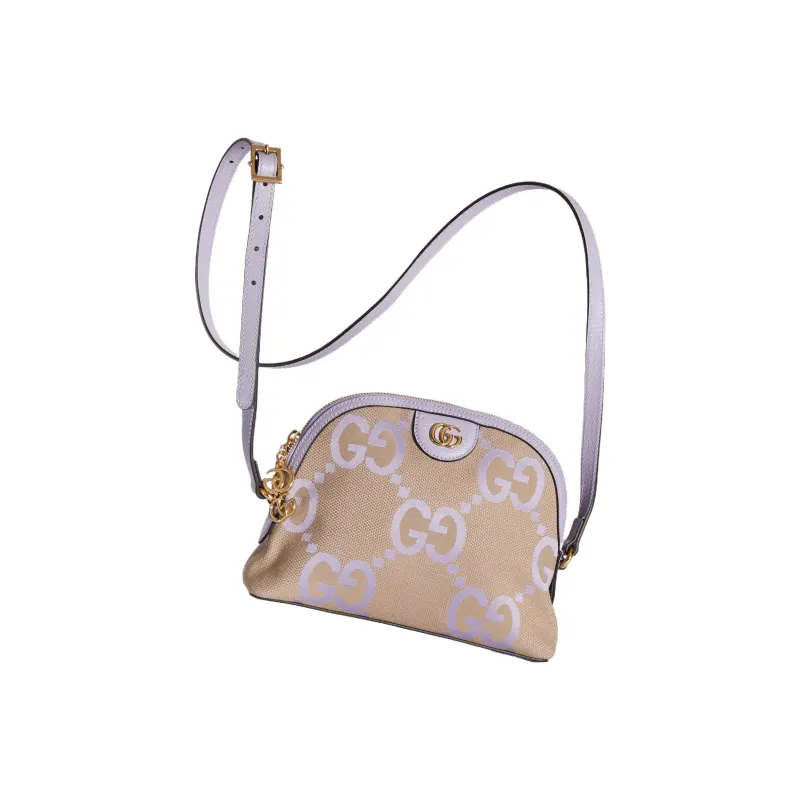 GUCCI Ophidia Canvas With Leather Shoulder Bag, Crossbody Bag Trumpets Women's Beige/Light Purple-3