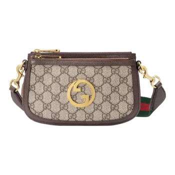 GUCCI Blondie Leather Paneled Canvas Crossbody Bag, Shoulder Bag Women's