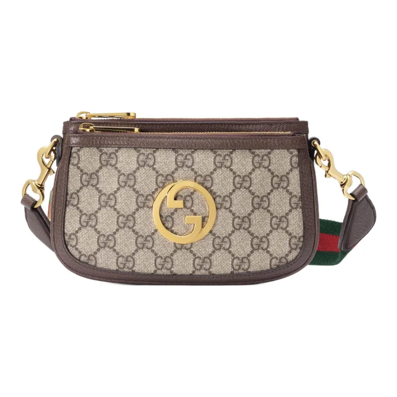 GUCCI Blondie Leather Paneled Canvas Crossbody Bag, Shoulder Bag Women's-0