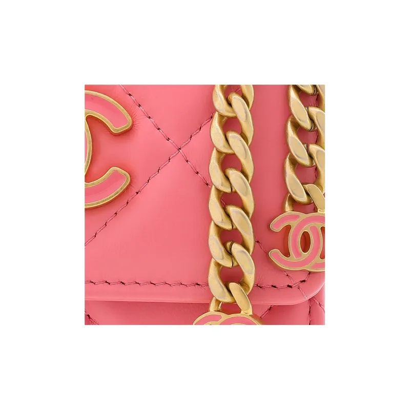 CHANEL Lambskin One Shoulder Crossbody Clutch Women's Pink-6