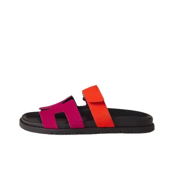 HERMES Chypre Chypre Stylish Sandals Women's Black Orange Pink