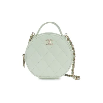CHANEL Calfskin Round Bag Handbag Shoulder Bag Crossbody Bag Regular Women's Light Green