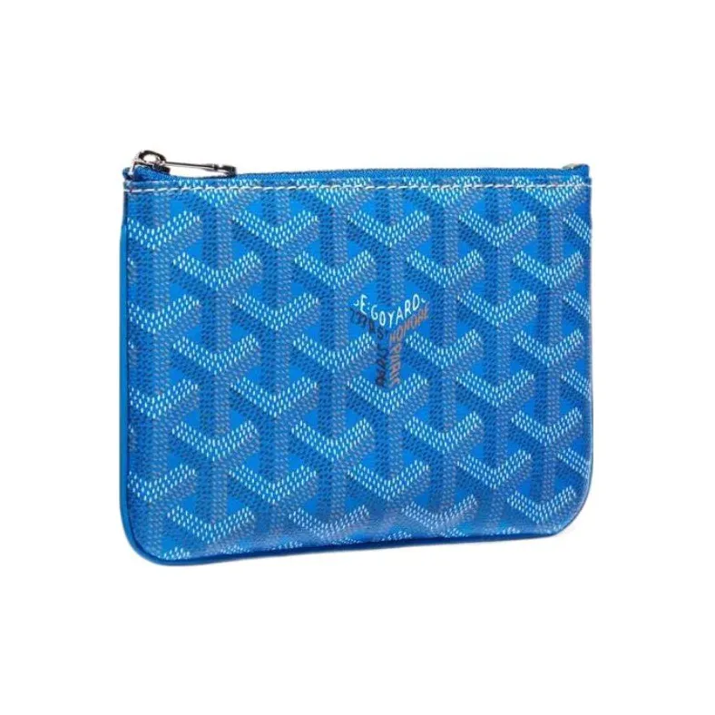 GOYARD SENAT Canvas With Calfskin Wallet Card Holder Clutch Mini Unisex Blue-0