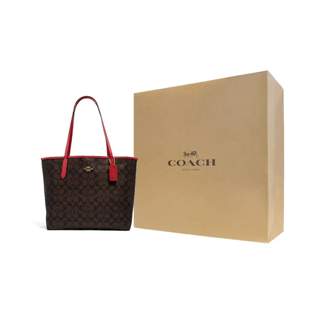 COACH City Canvas With Leather Tote Bag, Shopping Bag, Handbag, Shoulder Bag Large Size Women's-4