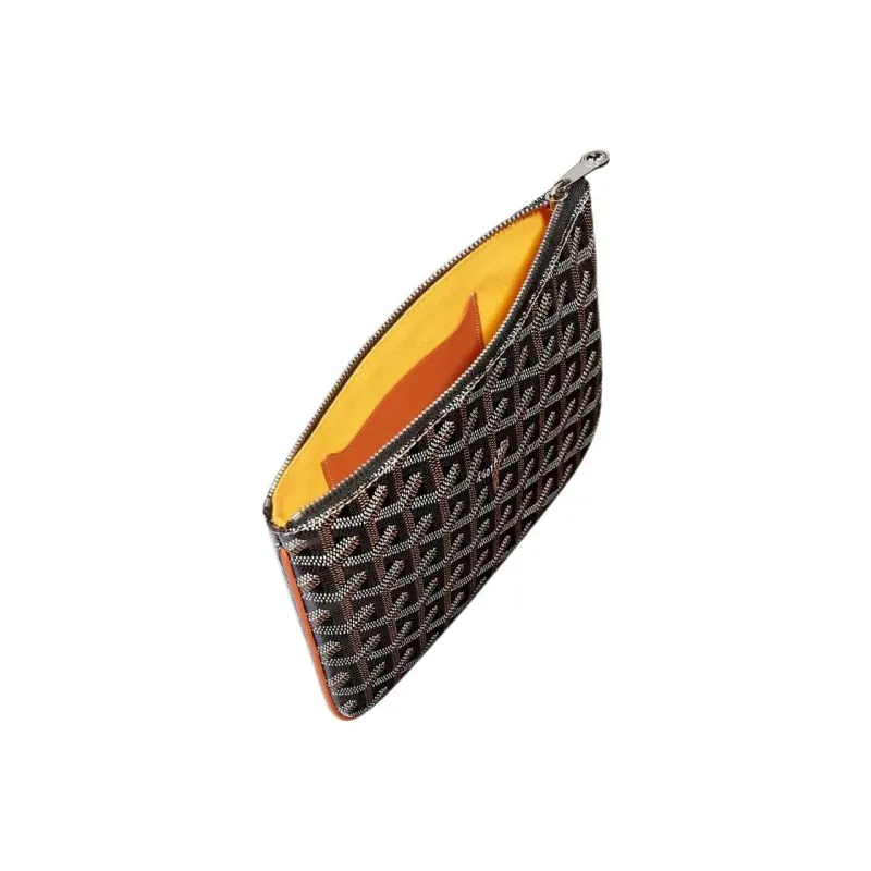 GOYARD SENAT Canvas With Calfskin Wallet Card Holder Clutch Mini Unisex Brown-1