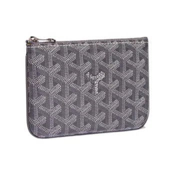 GOYARD SENAT Canvas With Calfskin Wallet Card Holder Clutch Mini Unisex Gray