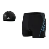 Black Blue Swimming Shorts+Black Swimming Cap