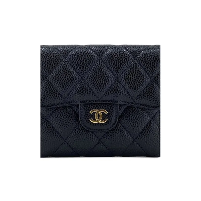 CHANEL Calfskin Handheld Wallet Women's Black-6