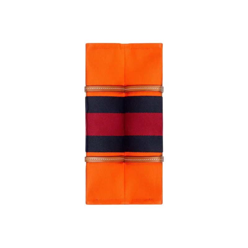 GUCCI Cotton Fabric With Leather Tote Bag Shopping Bag Handbag Medium Size Unisex Orange-6