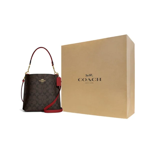 COACH Mollie Artificial Leather Bucket Bag, Handbag, Shoulder Bag, Crossbody Bag Trumpets Women's Brown-6
