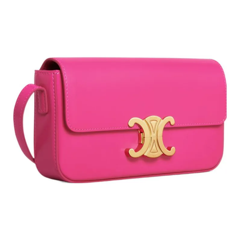 CELINE Triomphe Cow Leather Shoulder Bag, Handbag, Shoulder Bag Women's Bright Pink-1