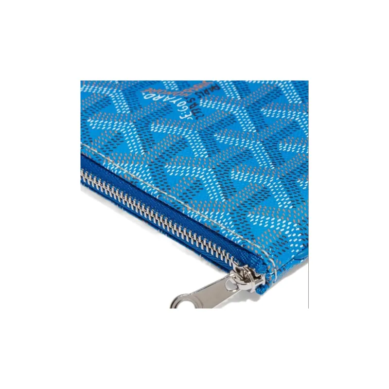 GOYARD SENAT Canvas With Calfskin Wallet Card Holder Clutch Mini Unisex Blue-2