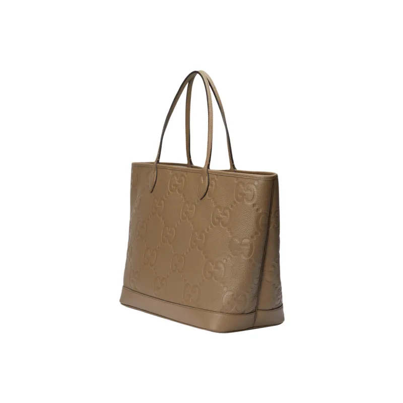GUCCI Leather Tote Bag Shopping Bag Handbag Shoulder Bag Men's Taupe-4