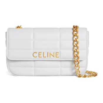 CELINE Cow Leather Crossbody Bag, Shoulder Bag Women's Arctica White