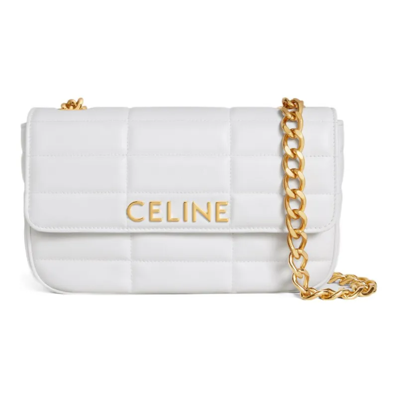 CELINE Cow Leather Crossbody Bag, Shoulder Bag Women's Arctica White-0