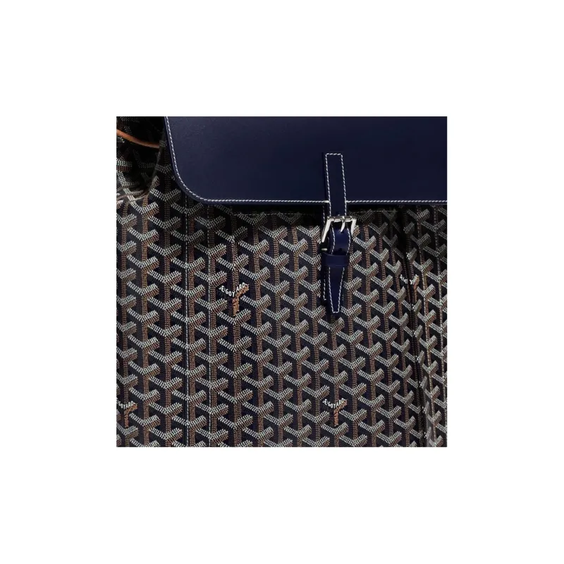 GOYARD Alpin Canvas With Leather Backpack Medium Size Unisex Marine Blue-5