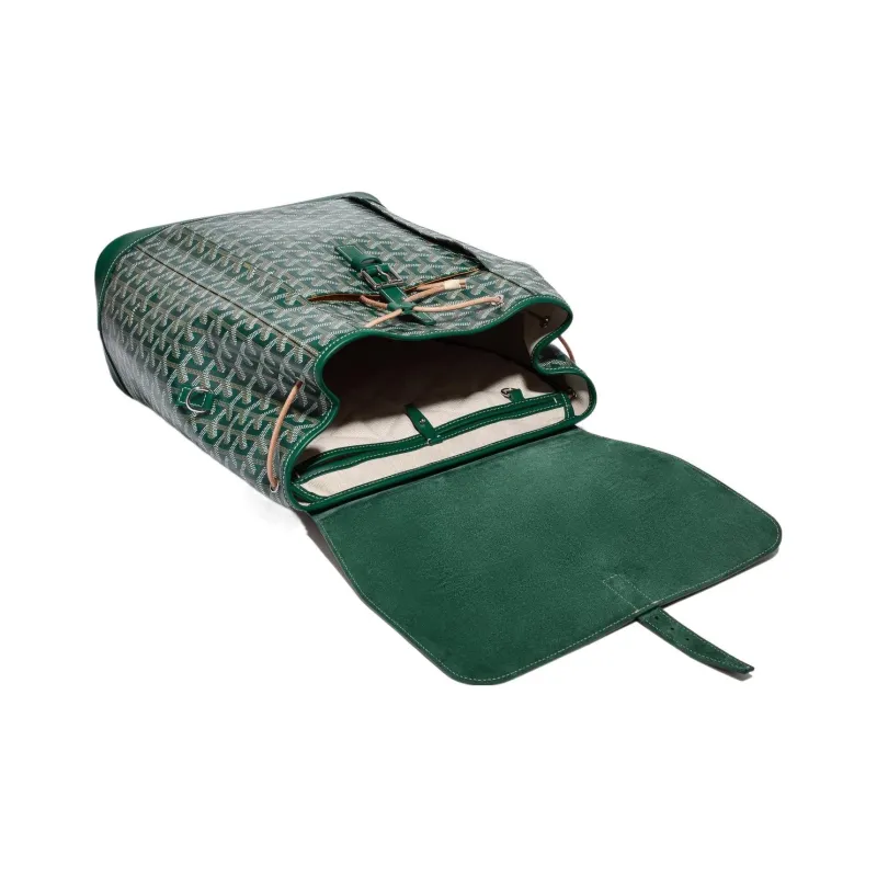 GOYARD Alpin Canvas With Leather Backpack Medium Size Unisex Green-3