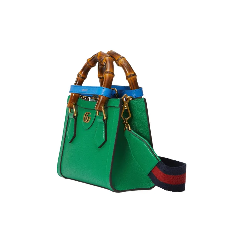 GUCCI Diana Leather Tote Bag Shopping Bag Shoulder Bag Handbag Mini Women's Green-1