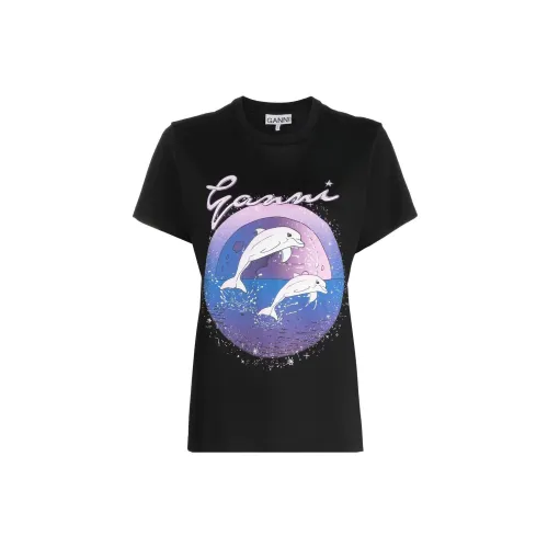 GANNI Dolphins-print T-shirt