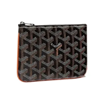 GOYARD SENAT Canvas With Calfskin Wallet Card Holder Clutch Mini Unisex Brown