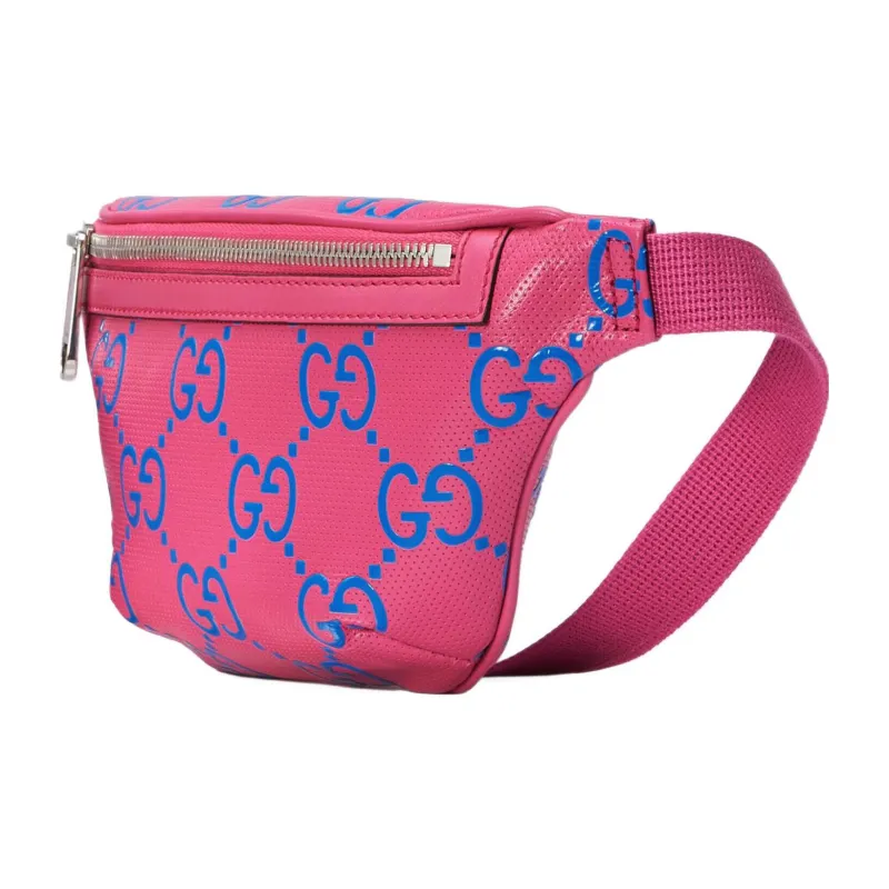 GUCCI Leather One Shoulder Crossbody Bag Sling Bag Fanny Pack Small Size Men's Pink-1