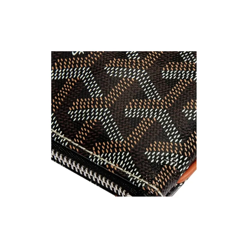 GOYARD SENAT Canvas With Calfskin Wallet Card Holder Clutch Mini Unisex Brown-3