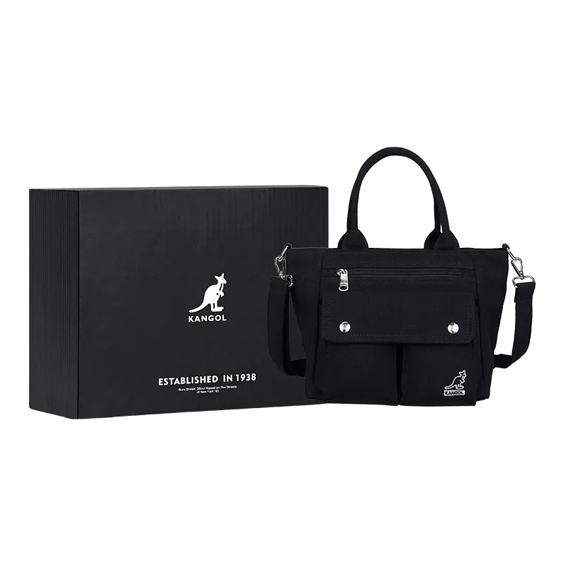 KANGOL Canvas Canvas Bag Dumpling Bag Crossbody Handbag Medium Size Women's Black-14