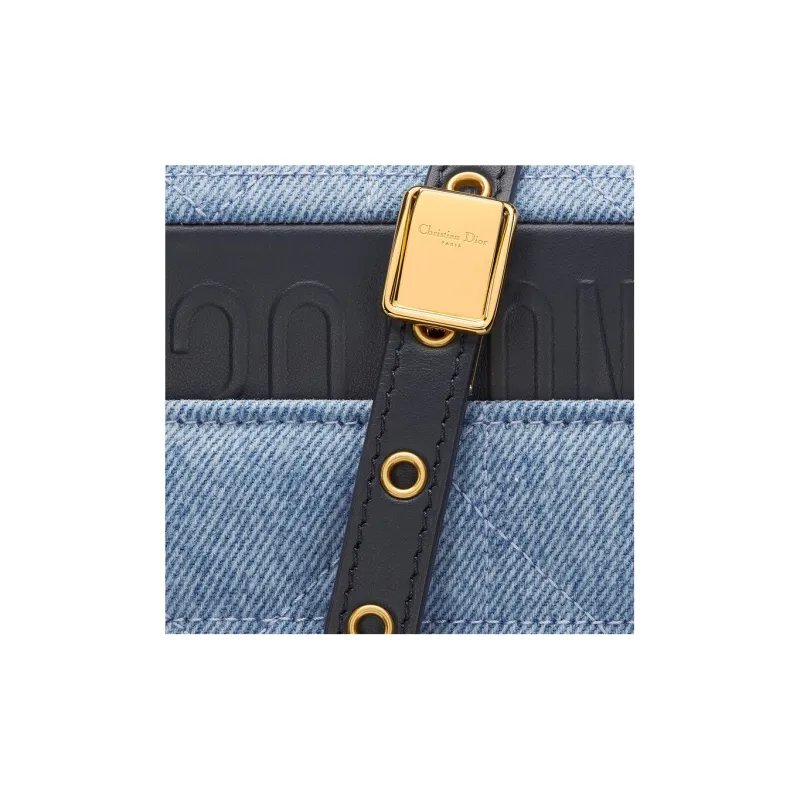 DIOR Caro Denim Crossbody Bag Shoulder Bag Women's Blue-5