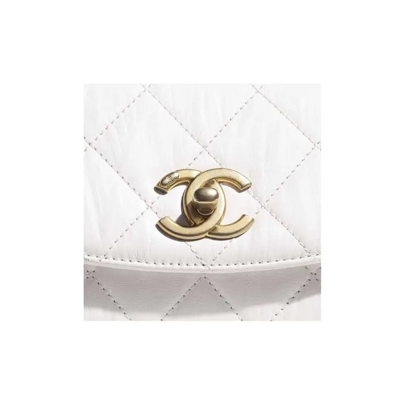 CHANEL Coco Handle Lambskin One Shoulder Handbag Mini Women's White-2