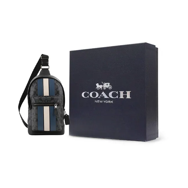 Coach ARGE POUCH IN SIGNATURE CANVAS WITH VARSITY STRIPE-0
