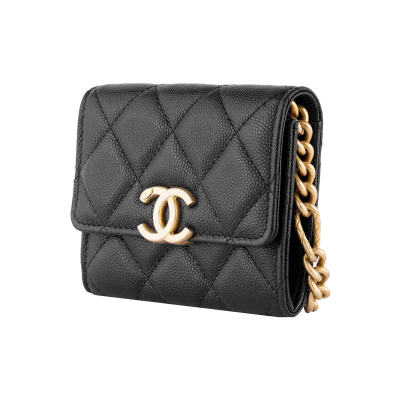 CHANEL Grain Embossed Calfskin Coin Purse, Clutch, Shoulder Bag, Crossbody Bag Women's Black-2