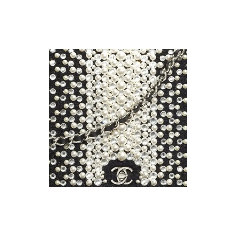 CHANEL WOC Tweed And Cowhide Chain Shoulder Bag, Crossbody Bag Women's Black-4