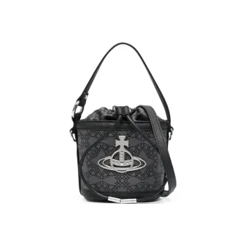 Vivienne Westwood DAISY Recycled Polyester Bucket Bag, Shoulder Bag, Crossbody Bag, Handbag Women's Gray/Black