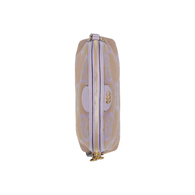 GUCCI Ophidia Canvas With Leather Shoulder Bag, Crossbody Bag Trumpets Women's Beige/Light Purple-5