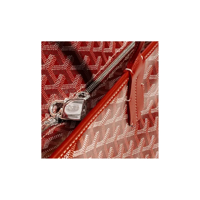 GOYARD Artois Canvas With Leather Tote Bag Shopping Bag Shoulder Bags Handbags Large Size Unisex Red-4