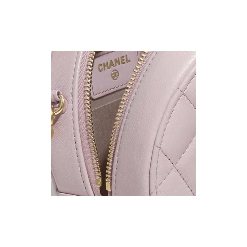 CHANEL Calfskin Round Bag Crossbody Bag Women's Light Pink Red-4