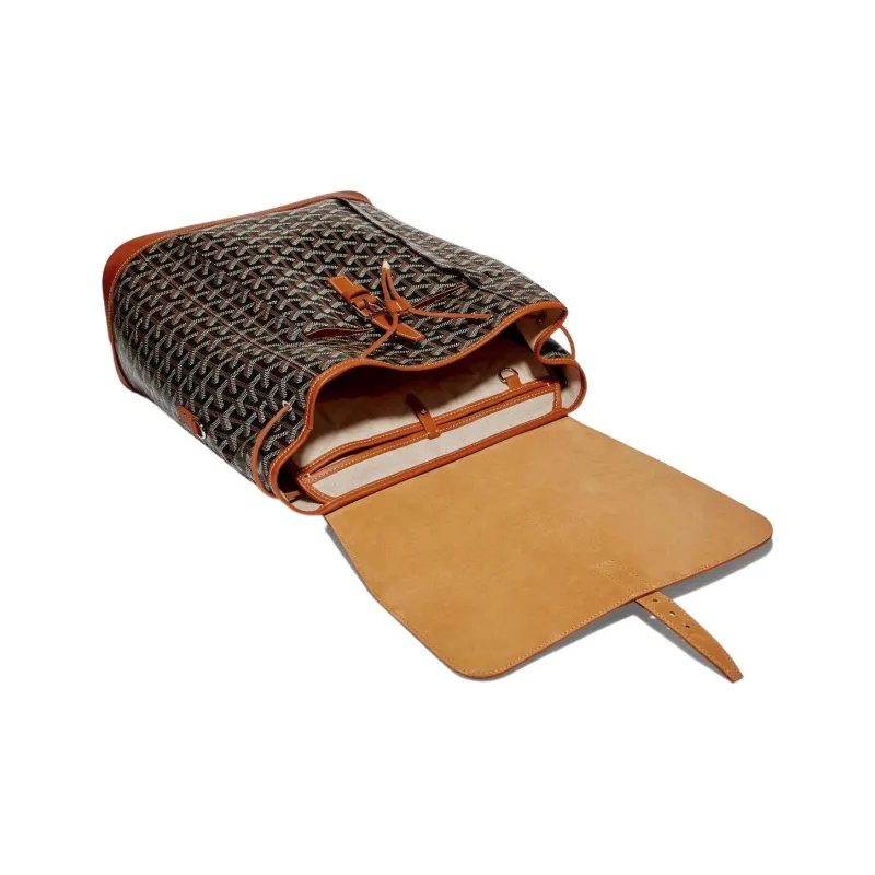 GOYARD Alpin Canvas With Leather Backpack Medium Size Unisex Brown-4